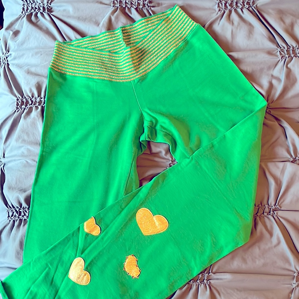 Picalina slim flare sweat pants in green
